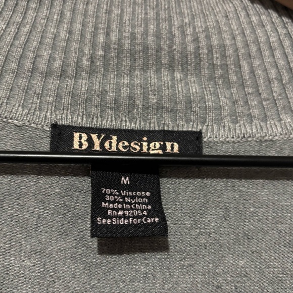 By Design Gray Open Front Long Length Sweater Cardigan Duster Pockets Medium - Picture 3 of 12